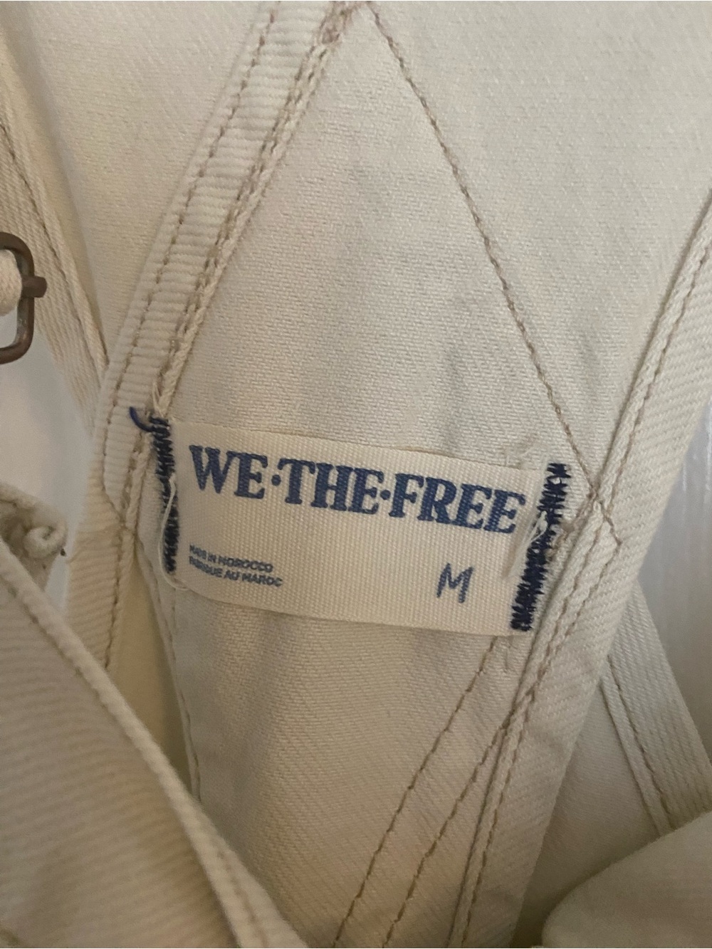 We The Free Cream Ziggy Denim Overalls with Cross-Back Straps - Picture 2 of 3